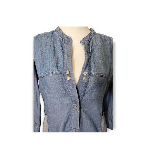 Etienne Marcel Women's Linen Blend Chambray Denim Shirt Dress Size XS - Picture 6 of 12
